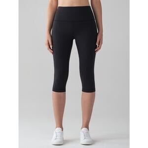 Lululemon Wunder Under Hi-Rise 1/2 Tight *Full-On Luon 17" Black Size 6